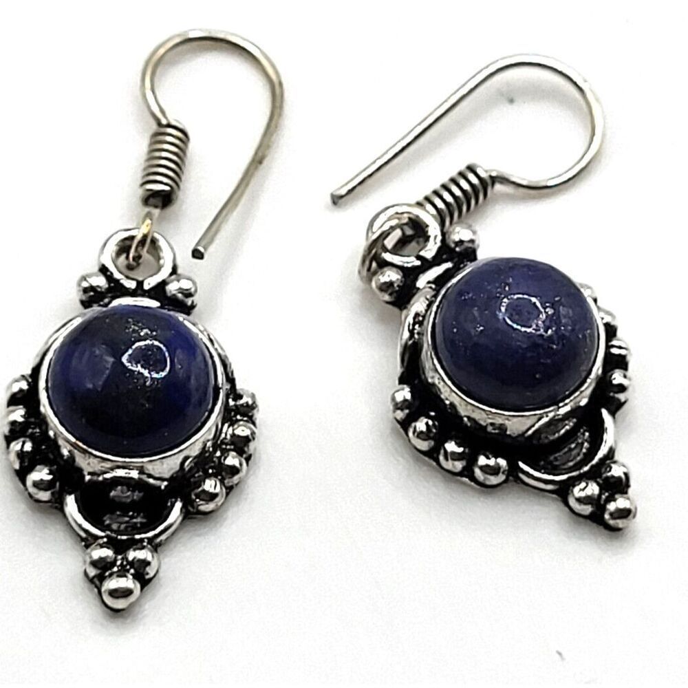 Bohemian Lapis Dangle Earrings 1.5in